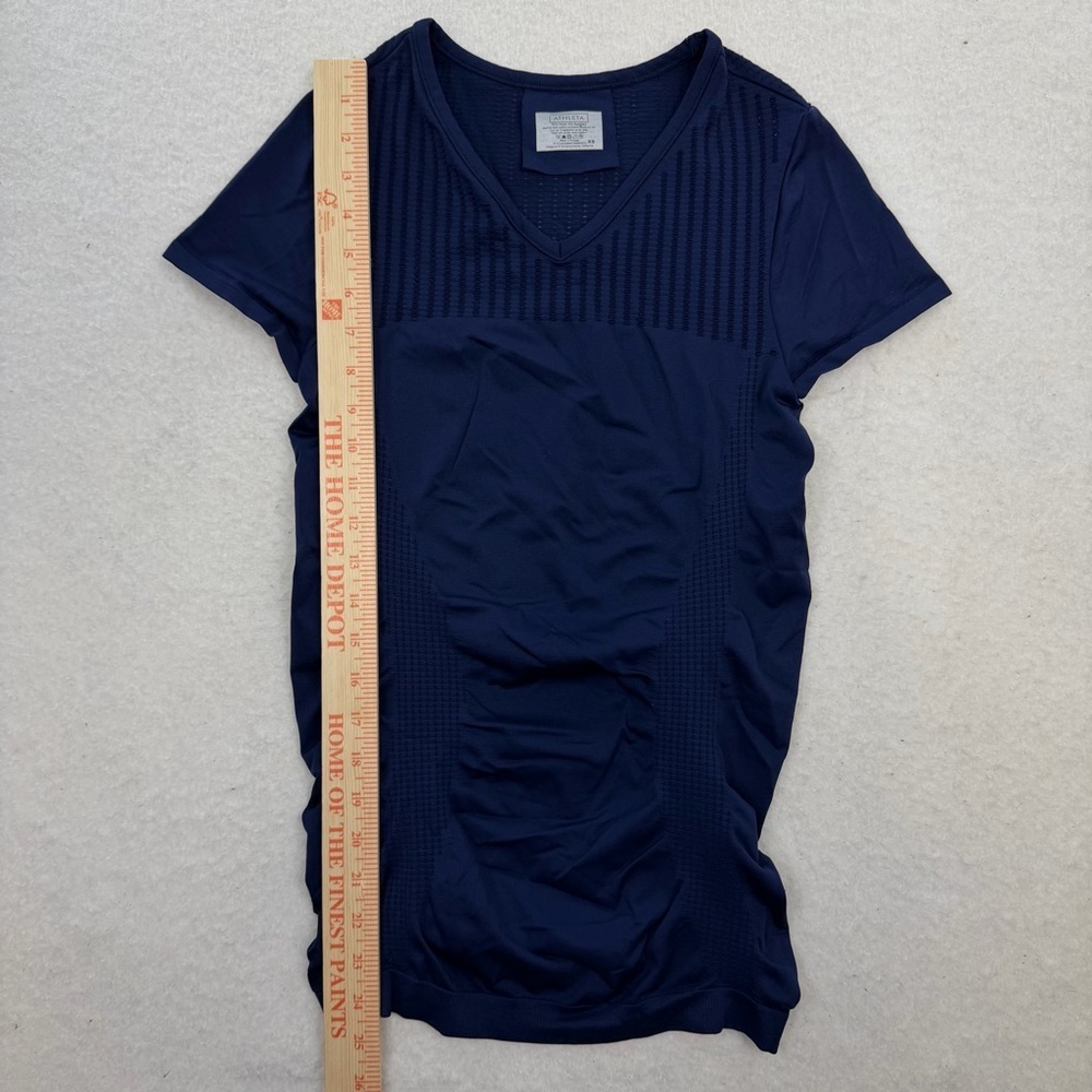 Athleta Trophy Tee Diamond Mesh Navy Blue Short Sleeve Size XS - Picture 6 of 7
